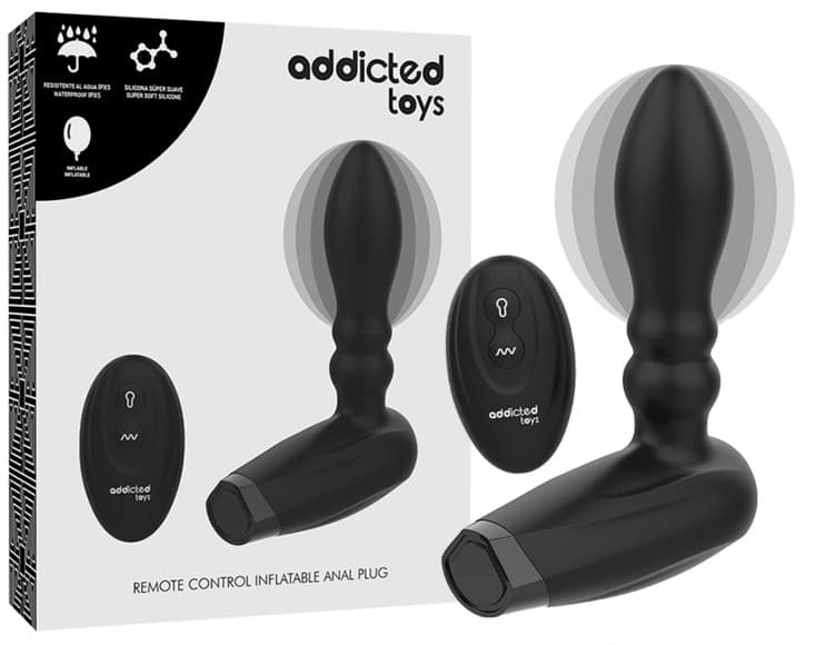 Nafukovací vibrační anální kolík s dálkovým ovládáním 10 cm x 3,3 až 6 cm